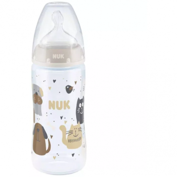 Biberon Resigilat First Choice  Polipropilena Indicator Temperatura si Tetina din Silicon M 300ml 6-18 luni Multicolor