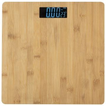 Cantar Corporal Digital Maxim 180KG Afisaj LCD Aspect Bambus 28x28CM Bej