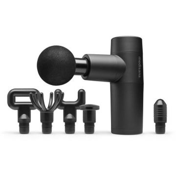 Pistol De Masaj MG 150 Cu 5 Niveluri Puternice De Vibratie 6 Accesorii Maner Ergonomic Design Compact Negru