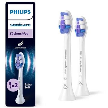 Set 2 Capete pentru Periuta Electrica Sonicare Sensitive HX6052/87 Standard Click-on Alb