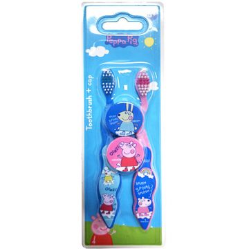 Set 2 Periute de Dinti Manuale pentru Copii KAR0016 cu Capac Protectie 3 Ani+ Multicolor