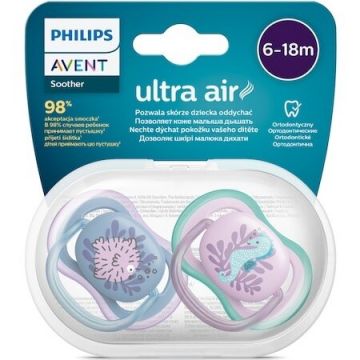 Set 2 Suzete Ultra Air 6-18luni Ortodontice Fara BPA Silicon Multicolor