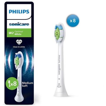 Set Capete de Rezerva pentru Periuta Sonica Sonicare Optimal White HX6068/87 Standard Click-on 8 Bucati Alb