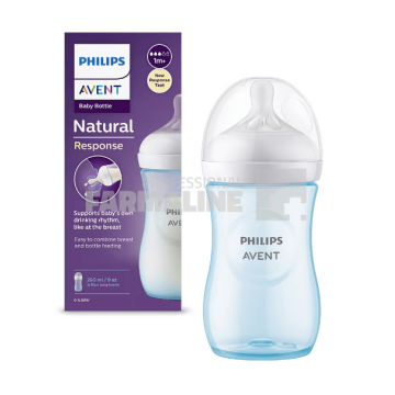 Avent SCY903/21 Biberon Natural Reponse flux mediu bleu-alb 3+ luni 260 ml