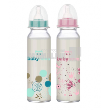 Baby Nova 43706 Biberon sticla decor gat standard 0-24 luni 240 ml