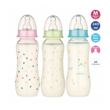 Baby Nova 45010 Biberon cu gat standard M 0-24 luni 240 ml