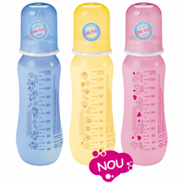 Baby Nova 47000 Biberon plastic colorat 250 ml