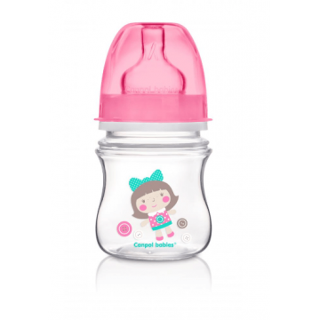 Canpol 35/220 Biberon anticolici gat larg 0-6 luni - Roz 120 ml
