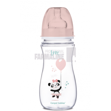 Canpol 35/222 Biberon Anticolici gat larg roz 12+ luni 300 ml