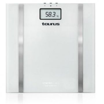 Cantar corporal Syncro Glass 10 memorii 150kg White Silver