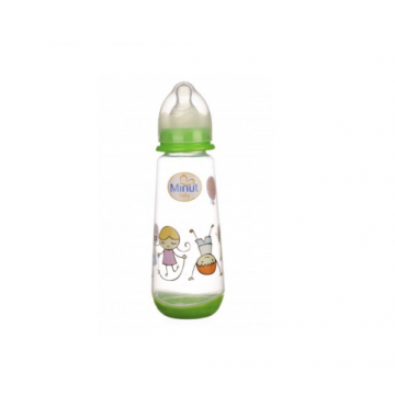 Minut Baby Biberon plastic cu tetina silicon  3 + luni 250 ml