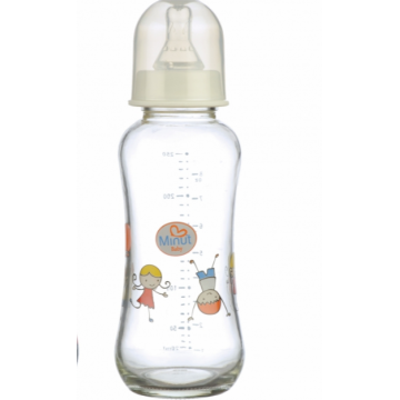 Minut Baby Biberon sticla 3+ luni tetina silicon anticurgere 250 ml