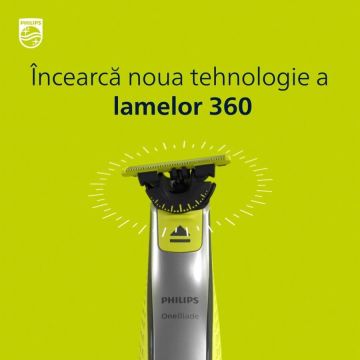 Rezerva OneBlade 360 QP420/50 Otel Ioxidabi, Umed Si Uscat Verde
