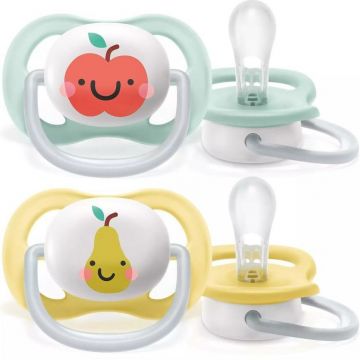 Set 2 Suzete SCF080/17 Ultra Air Pacifier 0-6 luni Ortodontice Fara BPA Mar/Para