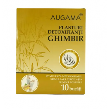 Augama Plasturi detoxifianti cu ghimbir pentru talpi 10 cm x 12 cm 10 bucati