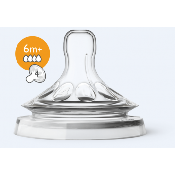 Avent SCF044/27 Natural Tetine ultra soft 4 orificii 6+ luni 2 bucati