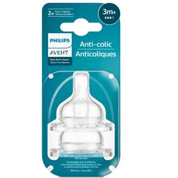 Avent SCY763/02 Tetina Classic anti-colici debit mediu 3+ luni 2 bucati