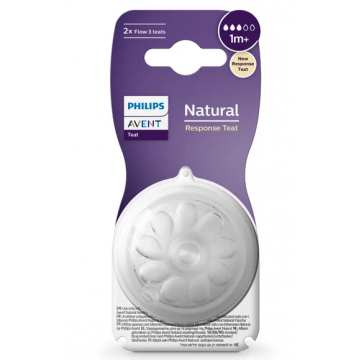 Avent SCY963/02 Tetina Natural Response debint lent 1+ luni 2 bucati