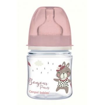 Canpol 35/231 biberon roz anticolici cu gat larg 120 ml