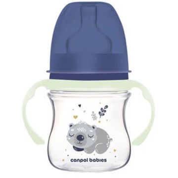 Canpol 35/236 biberon bleu anticolici cu gat larg 120 ml