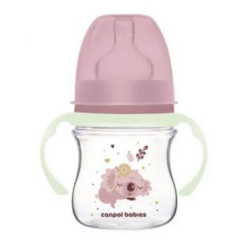 Canpol 35/236 Biberon roz anticolici cu gat larg 120 ml