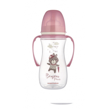Canpol 35/241 Biberon anticolici gat larg cu manere roz 300 ml