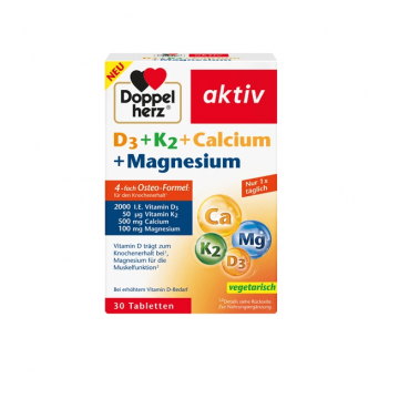 Doppelherz Aktiv D3+K2+Ca+Mg 30 comprimate