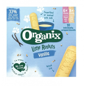 Organix Little Ruskits Biscuiti bio cu vanilie pentru sugari 6+ luni 60 g