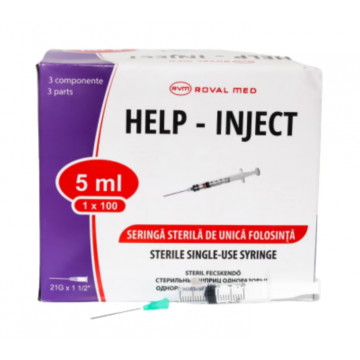 Seringa cu ac 5 ml 21 G x 1 1/2 100 buc/cutie