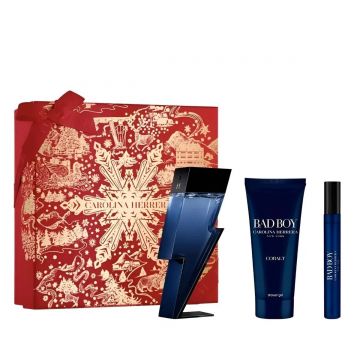 Set cadou Carolina Herrera Bad Boy Cobalt, Barbati, Apa de Parfum, 50 ml + Gel de dus, 100 ml + Apa de Parfum, 10 ml