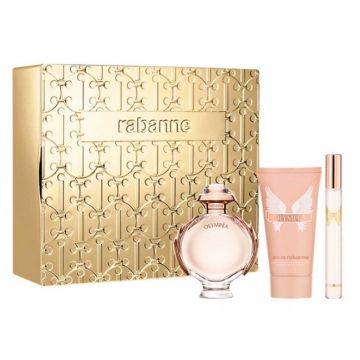 Set Cadou Paco Rabanne Olympea, Apa de Parfum, 50 ml + Lotiune de corp, 75 ml + Apa de Parfum, 10 ml