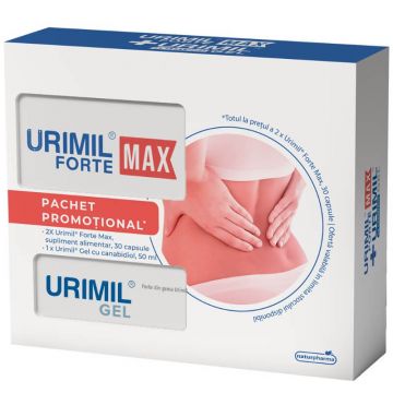 Urimil Forte Max 30 capsule 2 bucati + Urimil CDB Gel cu Canabidiol 50 ml