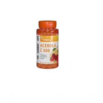 Vitamina C 500 mg cu acerola si gust de zmeura 40 comprimate
