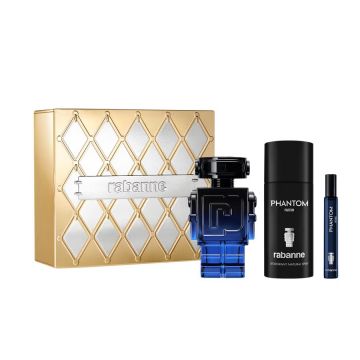 Paco Rabanne Phantom Intense, Apa de Parfum, Barbati, 100 ml + Deodorant spray, 150 ml + Apa de Parfum, 10 ml