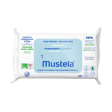 Servetele umede curatatoare cu apa Mustela, 60 bucati