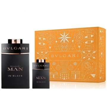 Set Cadou Bvlgari Man In Black, Apa de Parfum, Barbati (Continut set: 100 ml Apa de Parfum + 15 ml Apa de Parfum)