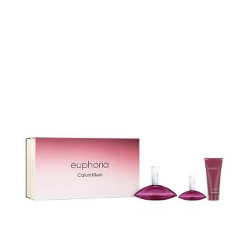 Set Cadou Calvin Klein Euphoria, Femei, Apa de Parfum. 100 ml + Lotiune de corp, 100 ml + Mini Apa de Parfum, 30 ml