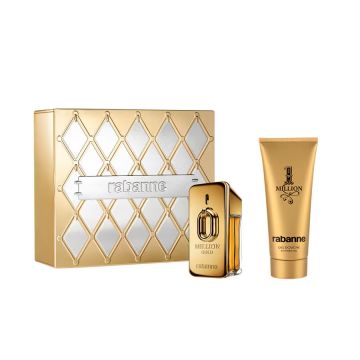 Set cadou Paco Rabanne Million Gold, Apa de Parfum Intense, Barbati, 50 ml + Gel de dus 100 ml