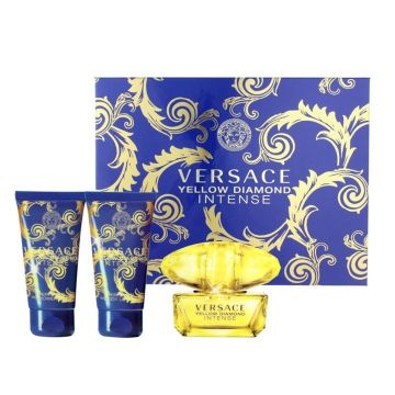 Set Cadou Versace Yellow Diamond Intense , Femei, Apa de Parfum 50 ml + Gel de dus, 50 ml + Lotiune de corp, 50 ml