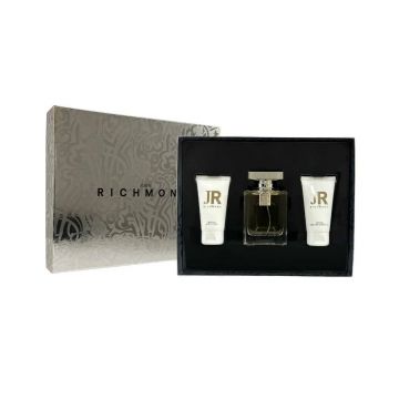 Set John Richmond: Apa de Parfum pentru Femei 100 ml + Lotiune de Corp Hidratanta 50 ml + Gel de Dus Black Metal 50 ml
