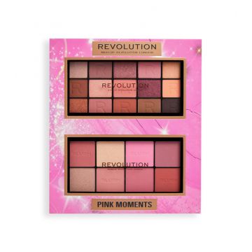 Set paleta fard pentru ochi si fata Makeup Revolution Reloaded Pink Moments, 16 g