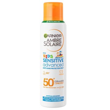 Spray de corp pentru copii cu protectie solara SPF 50+ Sensitive Advanced Ambre Solaire Garnier, 150 ml