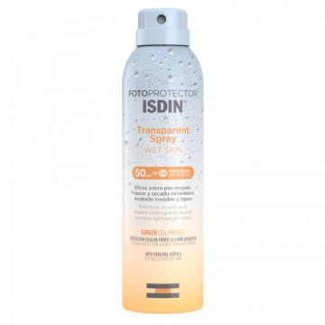 Spray transparent de protectie solara pentru corp Isdin Wet Skin, SPF 50, 250 ml