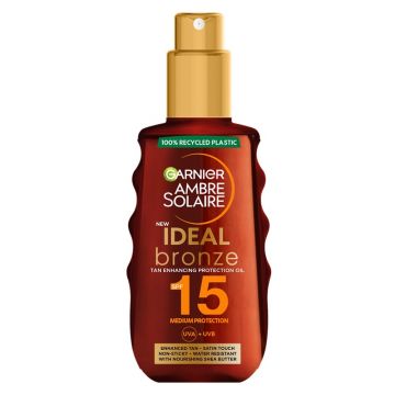 Ulei de corp cu protectie solara SPF 15 Ideal Bronze Ambre Solaire Garnier, 150 ml