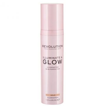 Makeup Revolution Glow & lluminate, Iluminator lichid (Gramaj: 40 ml, Culoare produse: Gold, Concentratie: Iluminator)