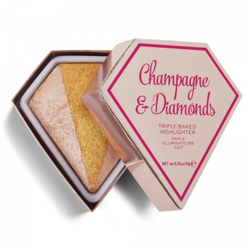 Makeup Revolution, Iluminator I Heart Revolution Triple Baked (Gramaj: 10 g, Concentratie: Iluminator, Culoare produse: Champagne & Diamonds)
