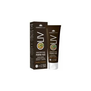 Oliv-crema protectoare pentru fata spf 50 cu ulei de masline,extract de ceai verde,vit.e,pantenol 50ml COSMETIC PLANT