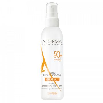 Spray protectie solara pentru piele sensibila Protect SPF 50+ A- Derma (Concentratie: Spray, Gramaj: 200 ml)