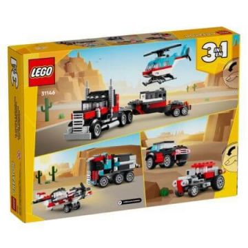 Camioneta-platforma cu elicopter, +7 ani, 31146, Lego Creator 3in1