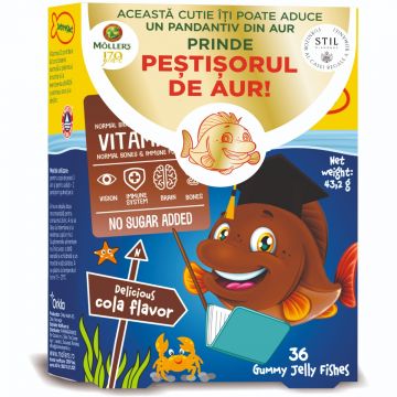 Pestisori gumati cu Omega-3 si aroma cola, 36 jeleuri, Moller's